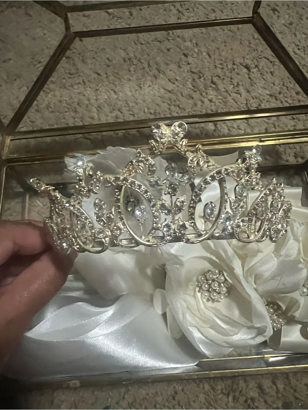 Silver Crystal Bridal Tiara Crown - Elegant Wedding Headpiece